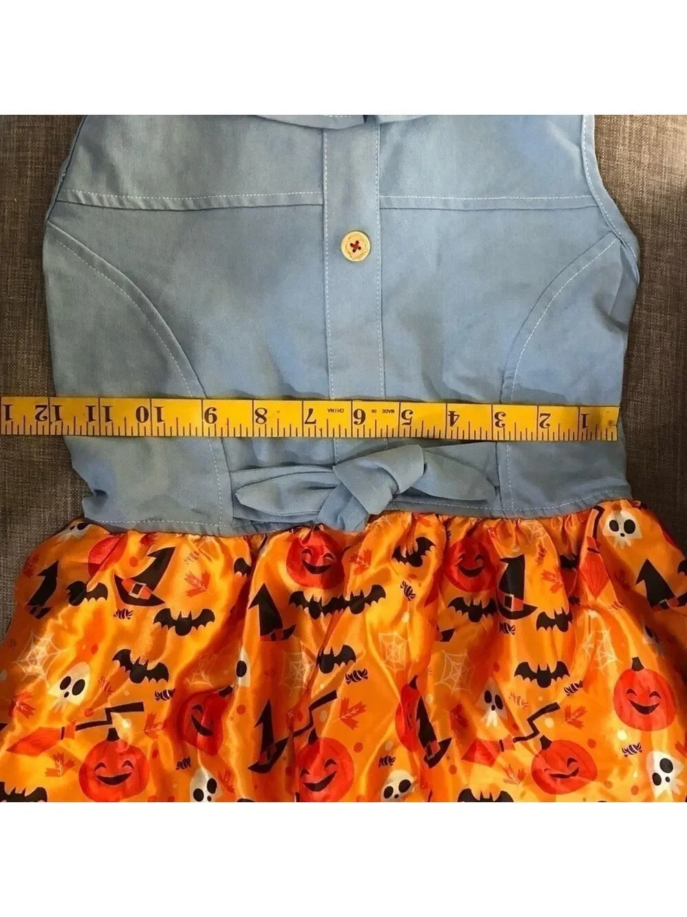 Frisco Dog Dress Blue Chambray Orange Pumpkins Tutu Medium